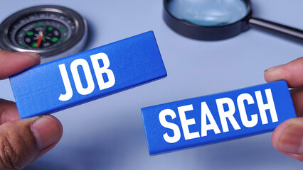 Job Search and Career Opportunity Concept with Magnifying Glass and Compass Direction