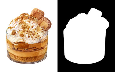 Mouthwatering Watercolor Illustration of Layered Dessert with Almond Butter and Crunchy Toppings