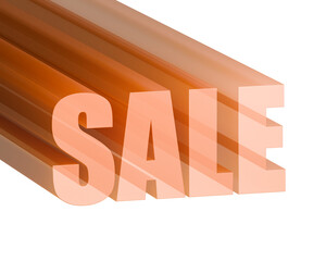 Dynamic 3D Word SALE Moving Fast with Orange Motion Blur Effect, Conceptual Retail Promotion Banner Element, Marketing Urgency Symbol Isolated on Transparent Background