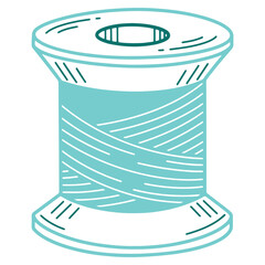 Vector Illustration of a Spool of Thread in Light Blue and White for Sewing and Craft Projects