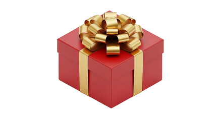 Obraz premium Red gift box with golden ribbon and bow perfect for christmas birthdays and special occasions adding a touch of elegance and celebration on transparent background