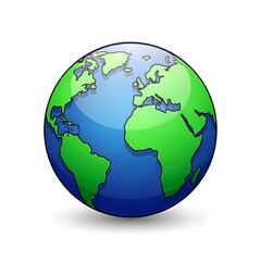 Fototapeta premium Illustration of the Earth globe with continents and oceans.