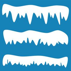 Realistic 3d snow caps. Collection of ice caps. Winter design vector snowdrifts. Christmas and New Year decoration elements.