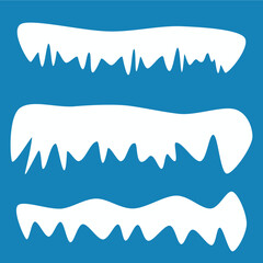 Realistic 3d snow caps. Collection of ice caps. Winter design vector snowdrifts. Christmas and New Year decoration elements.