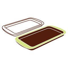 Vector illustration of two trays one solid brown and one outlined for serving food and drinks design element