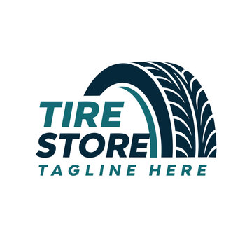 Automotive tire store logo design for branding and marketing, offering quality service and dependable vehicle care, modern design
