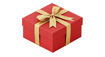 Fototapeta premium Elegant red gift box with a golden ribbon perfect for birthdays holidays and special occasions conveying thoughtfulness and celebration of love on transparent background