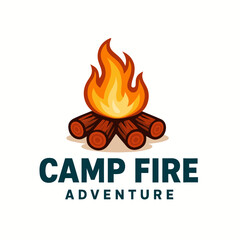 Vibrant campfire logo design perfect for outdoor adventure branding and camping events marketing