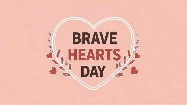 Charming Design Celebrating Brave Hearts Day with a Whimsical Tree and Heart Motifs for a Heartfelt Occasion