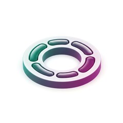 Isometric Ring with Gradient Color and Rounded Rectangular Cutouts.
