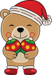 Cartoon Bear character celebrating Christmas