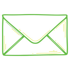 Vibrant Green and Yellow Hand Drawn Envelope Graphic for Communication and Messaging Solutions Vector Illustration