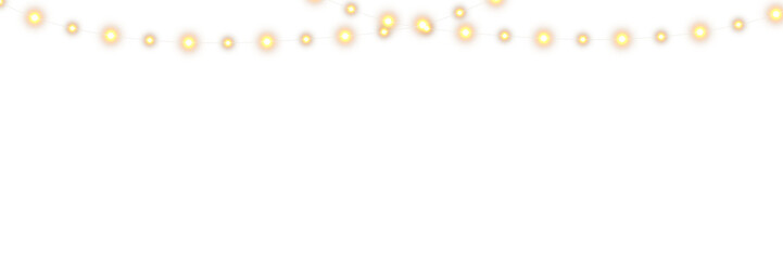 Seamless pattern of colorful Christmas garland lights featuring glowing LED bulbs and festive illumination on transparent background for textile prints, wallpapers, and holiday-themed design assets
