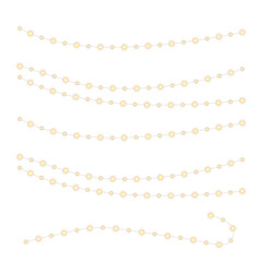 Bright Christmas string lights with glowing festive bulbs in classic holiday colors isolated on transparent PNG background for seasonal illustrations, decorative overlays, and winter card designs
