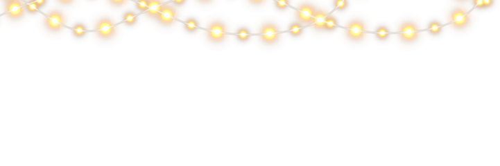 Vector holiday garland with multicolored glowing Christmas lights arranged in a seamless pattern on transparent background perfect for wrapping designs, festive borders, and winter-themed digital art
