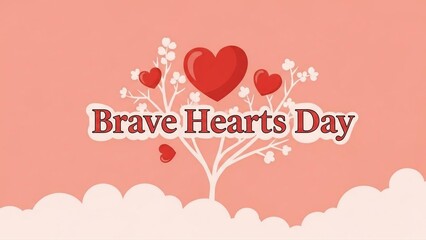 Vibrant Illustration for Brave Hearts Day Emphasizing Love and Courage with Heart-Filled Tree Design