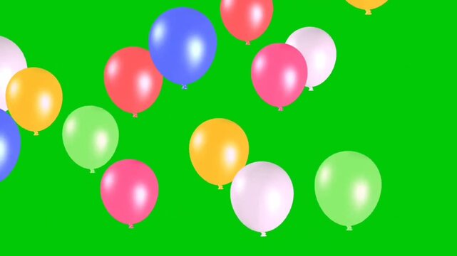 Colorful Balloons Green Screen | Party Celebration Animation VFX