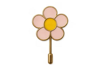 Daisy flower lapel pin with gold trim