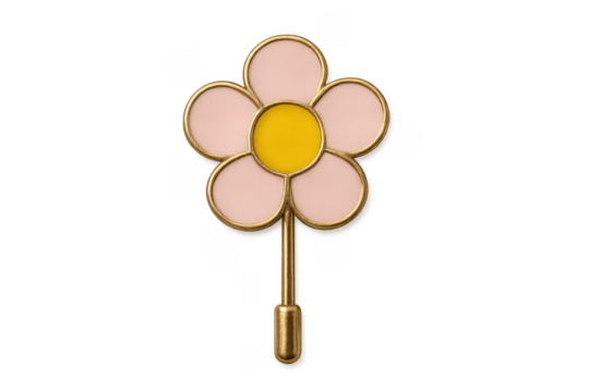 Daisy flower lapel pin with gold trim