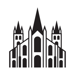 Fototapeta premium Stylized silhouette of a grand gothic cathedral with spires