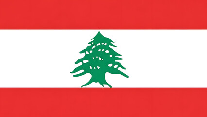 Official Lebanese National Flag Graphic with Cedar Tree Emblem Illustration