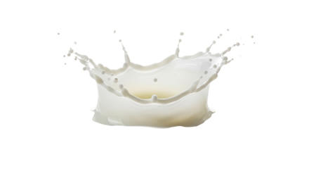 Fresh milk splash with droplets showcasing dairy product's purity and freshness for food and beverage related content on transparent background