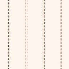 Seamless pattern with illustration burgundy vertical stripes in the form of line of threads or seam. Repeat ornament with dark red abstract striped geometric design. Minimalist background for textile