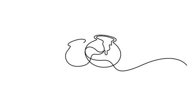 Self animated continuous line drawing of two jugs or pitchers