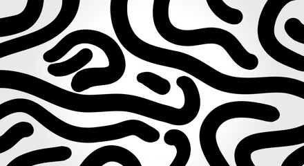 Black and white curly line pattern background
