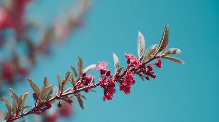 Branch of a tree with pink flowers on it