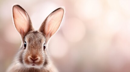 Obraz premium Rabbit is staring at the camera with its ears perked up