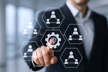 Business Collaboration with Virtual Teams Represented by Digital Icons, Enhancing Project Management and Productivity