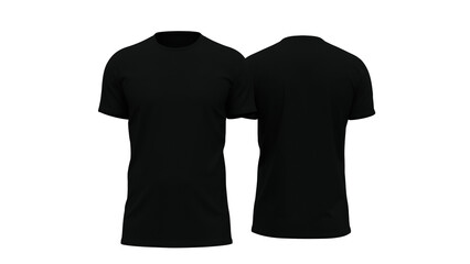 Mockup t-shirt noir, devant derri&egrave;re, rendu 3D sur fond transparent