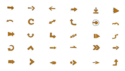 set of cartoon wooden arrows on white background