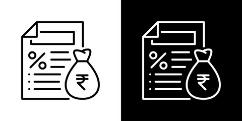 Tax Icon With Rupee Currency Symbol. Fresh Line Design Built For Creative Flexibility In Light And Dark Versions.