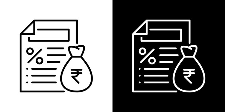 Tax Icon With Rupee Currency Symbol. Fresh Line Design Built For Creative Flexibility In Light And Dark Versions.