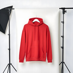 Red colour hoodie mockup