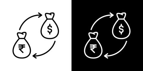 Exchange Icon With Rupee Currency Symbol. Fresh Line Design Built For Creative Flexibility In Light And Dark Versions.