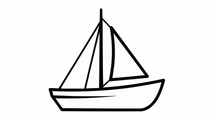 Simple black and white line art drawing of a sailboat.