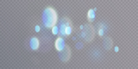 Shimmering bokeh highlights isolated on a transparent background. Soft shimmering spots for overlays, highlighting UI elements, creating dreamy effects, and festive compositions. © MAKSYM