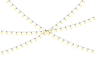 Holiday Lights  &ndash; Crisscross Yellow String Lights in EPS,  and PNG Formats for Festive Design and Seasonal Decor