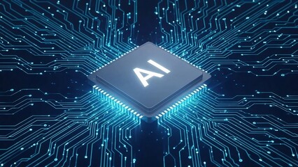 Artificial intelligence chip with circuit board background