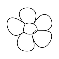 Flower in doodle style. Hand drawn graphic illustration isolated on a white background. Template for cards, logotype, simple decorations, flat cute designs. Scribble style flower icon.