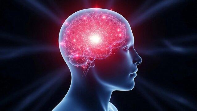 Human brain glowing with neural activity concept
