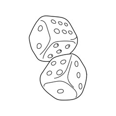 Pair of Dice in Outline Style for Gaming and Gambling Designs or Educational Resources Showing Probability and Chance Concepts for Board Games and Casino Themes