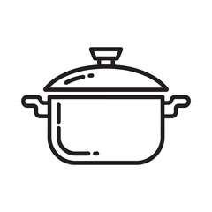 Simple line art icon of a cooking pot with lid