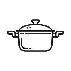 Simple line art icon of a cooking pot with lid