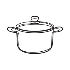 Simple hand drawn illustration of a cooking pot with lid