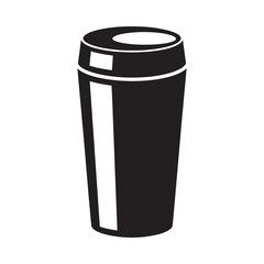 Black silhouette of a tall coffee cup with lid