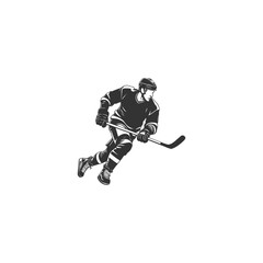 Fototapeta premium hockey player silhouette and ice hockey player silhouettes icon